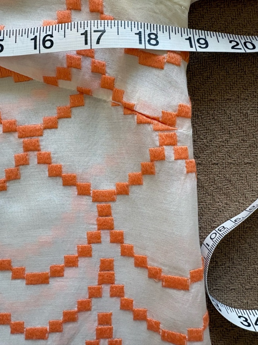 Women's Silk  White Blouse with Orange Embroidered Pattern - Picture 11 of 11